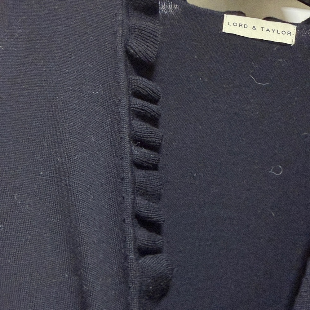 Lord & Taylor Black tie front shrug Sweater - Picture 4 of 5